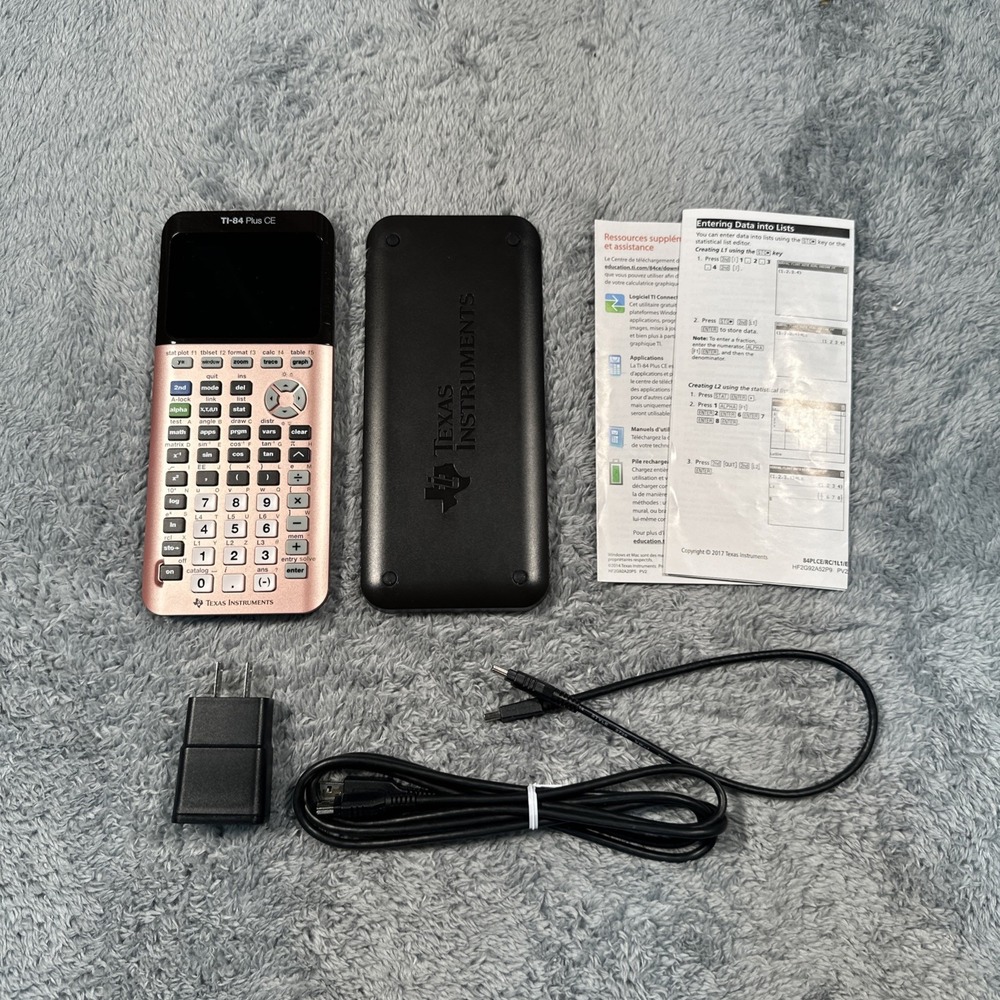 Texas Instruments TI-84 Plus CE Python Graphing Calculator Rose Gold Cover Cords